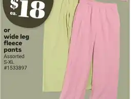 Giant Tiger Wide leg fleece pants offer