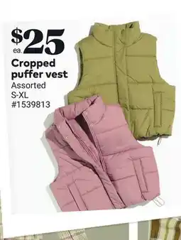 Giant Tiger Cropped puffer vest offer