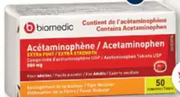 Familiprix Biomedic extra strength acetaminophen tablets for adults 50un offer