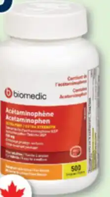 Familiprix Biomedic extra strength acetaminophen tablets for adults 500un offer