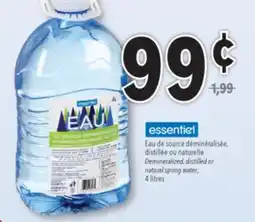 Familiprix essentiel Demineralized, distilled or natural spring water offer