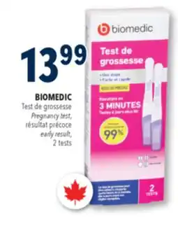 Familiprix BIOMEDIC Pregnancy test early result, 2 tests offer