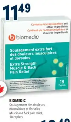 Familiprix Biomedic extra strength muscle & back pain relief caplets 18un offer