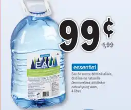 Familiprix Essentiel demineralized spring water 4L offer