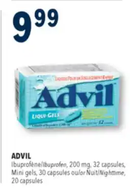 Familiprix ADVIL Ibuprofen, 200mg, 32capsules, Mini gels, 30capsules or Nighttime, 20capsules offer