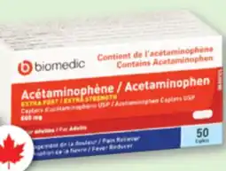 Familiprix Biomedic extra strength acetaminophen caplets for adults 50un offer