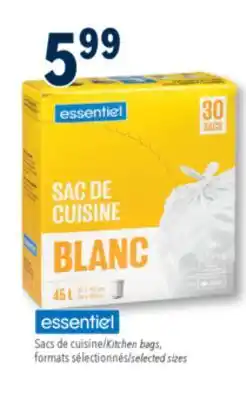 Familiprix Essentiel white kitchen garbage bags fit 45L container 30un offer