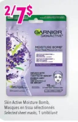 Familiprix Garnier Skin Active Moisture Bomb, Selected sheet masks, 1 unit offer