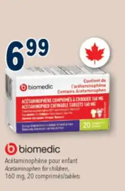 Familiprix BIOMEDIC, Acetaminophen for children, 160 mg, 20 tablets offer