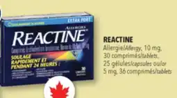 Familiprix REACTINE Allergy, 10 mg, 30 tablets, 25 capsules or 5 mg, 36 tablets offer