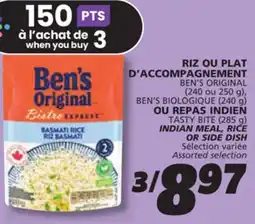 IGA BEN'S ORIGINAL INDIAN MEAL, RICE OR SIDE DISH offer