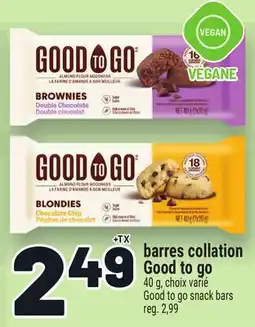 Metro BARRES COLLATION GOOD TO GO | GOOD TO GO SNACK BARS offer