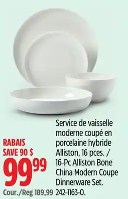 Canadian Tire 16-Pc Alliston Bone China Modern Coupe Dinnerware Set offer