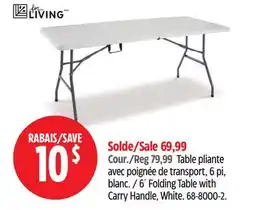 Canadian Tire For Living 6´ Folding Table with Carry Handle offer