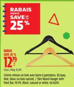 Canadian Tire Type A Slim Wood Hanger with Pant Bar, 10-Pk offer