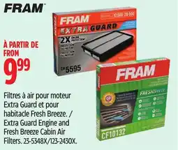 Canadian Tire Fram Extra Guard Engine and Fresh Breeze Cabin Air Filters offer