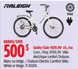 Canadian Tire Dobson Electric Comfort Bike. White or Beige offer