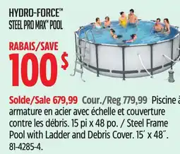 Canadian Tire HYDRO-FORCE Steel Frame Pool with Ladder and Debris Cover offer