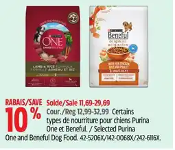 Canadian Tire Selected Purina One and Beneful Dog Food offer