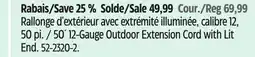 Canadian Tire Mastercraft 50´ 12-Gauge Outdoor Extension Cord with Lit End offer