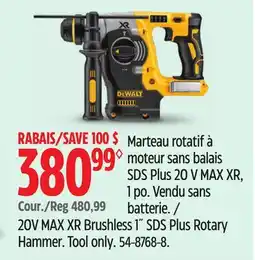 Canadian Tire DEWALT 20V MAX XR Brushless 1˝ SDS Plus Rotary Hammer offer