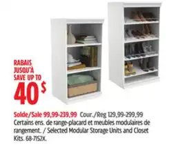 Canadian Tire Selected Modular Storage Units and Closet Kits offer