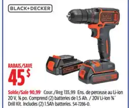 Canadian Tire Black + Decker 20V Li-Ion 3⁄8˝ Drill Kit offer