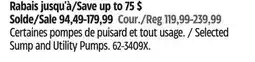 Canadian Tire Mastercraft Selected Sump and Utility Pumps offer