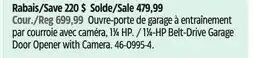 Canadian Tire Chamberlain 11⁄4-HP Belt-Drive Garage Door Opener with Camera offer