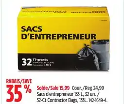 Canadian Tire 32-Ct Contractor Bags, 133L offer