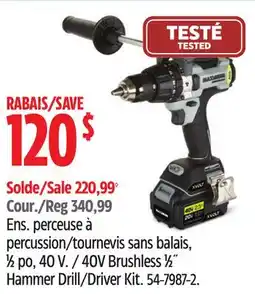 Canadian Tire MAXIMUM 40V Brushless 1⁄2˝ Hammer Drill/Driver Kit offer