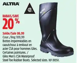Canadian Tire Altra Giles Men's CSA Waterproof Steel Toe Rubber Boots offer