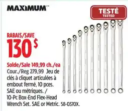 Canadian Tire Maximum 10-Pc Box-End Flex-Head Wrench Set offer