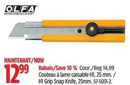 Canadian Tire OLFA H1 Grip Snap Knife offer