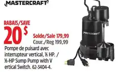 Canadian Tire Mastercraft 1⁄3-HP Sump Pump with V ertical Switch offer
