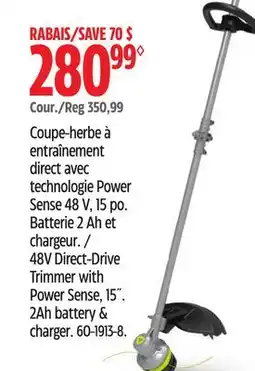 Canadian Tire Yardworks 48V Direct Drive Trimmer with Power Sense, 15 offer