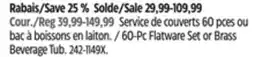 Canadian Tire CANVAS 60-Pc Flatware Set or Brass Beverage Tub offer