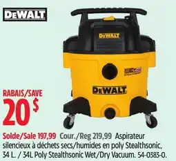 Canadian Tire DEWALT 34L Poly Stealthsonic Wet/Dry Vacuum offer