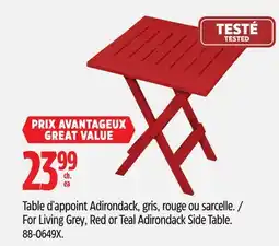 Canadian Tire For Living Grey, Red or Teal Adirondack Side Table offer