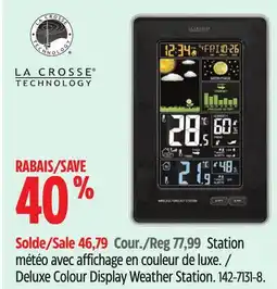 Canadian Tire La Crosse Deluxe Colour Display Weather Station offer