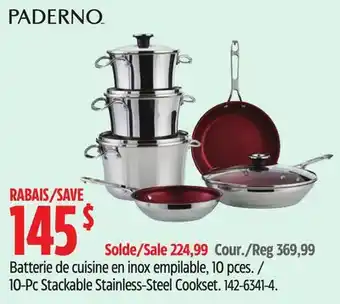 Canadian Tire Paderno 10-Pc Stackable Stainless-Steel Cookset offer