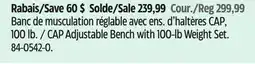 Canadian Tire CAP Adjustable Bench with 100-lb Weight Set offer