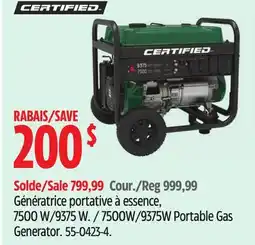 Canadian Tire Certified 7500W/9375W Portable Gas Generator offer