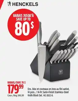 Canadian Tire Henckels 14-Pc Satin-Finish Stainless-Steel Knife Block Set offer