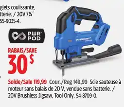 Canadian Tire Mastercraft 20V Brushless Jigsaw, Tool Only offer