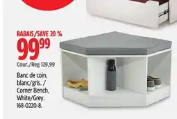 Canadian Tire For Living Corner Bench, White/Grey offer