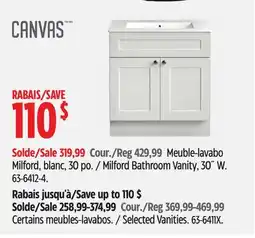 Canadian Tire CANVAS Milford Bathroom Vanity, 30 W offer