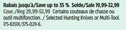 Canadian Tire Outbound Selected Hunting Knives or Multi-Tool offer