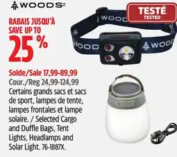 Canadian Tire WOODS Selected Cargo and Duffle Bags, Tent Lights, Headlamps and Solar Light offer