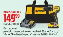 Canadian Tire Dewalt 20V MAX Brushless Compact 1⁄2˝ Hammer Drill Kit offer
